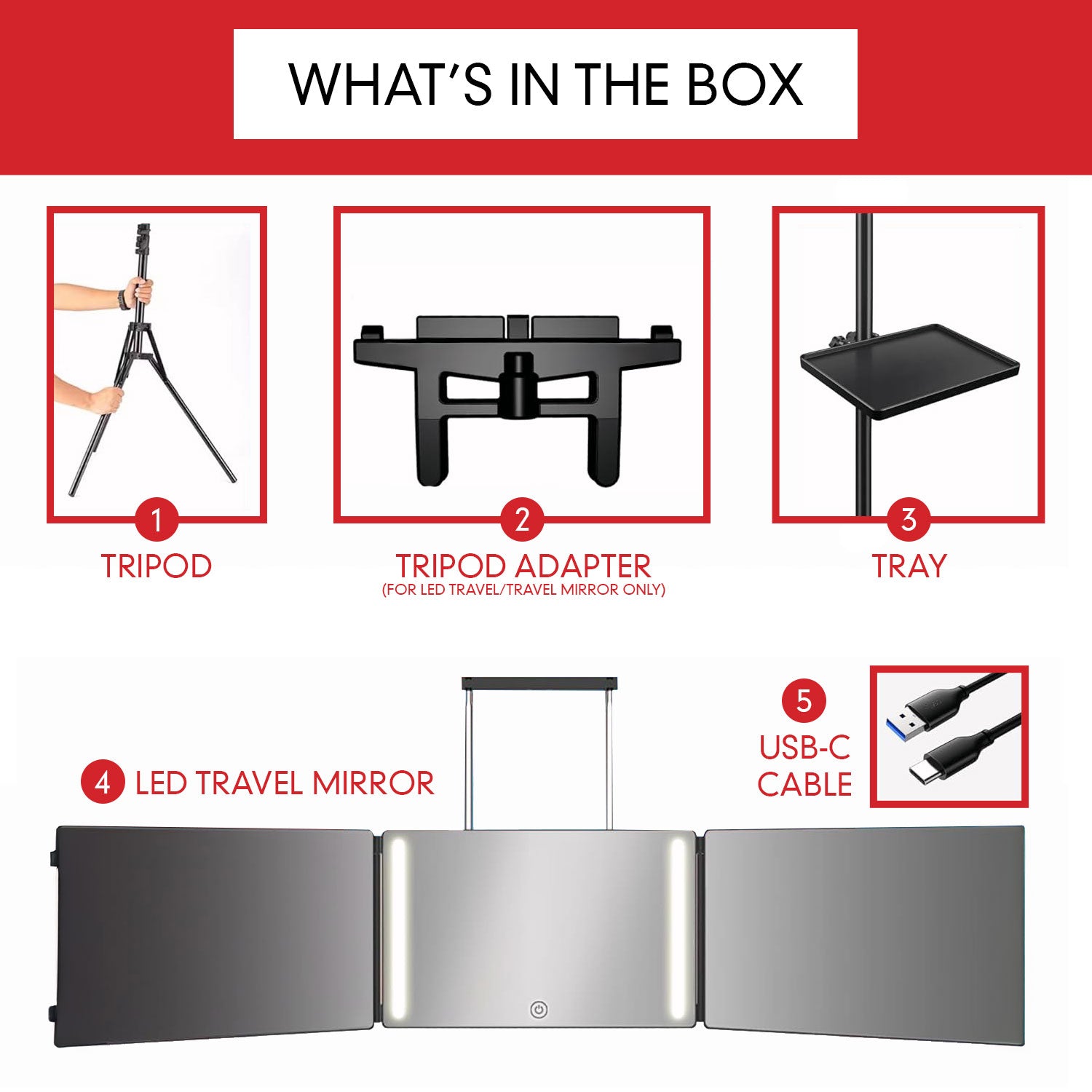 Self-Cut System 360° LED Mirror - Choose the setup that fits your grooming space.